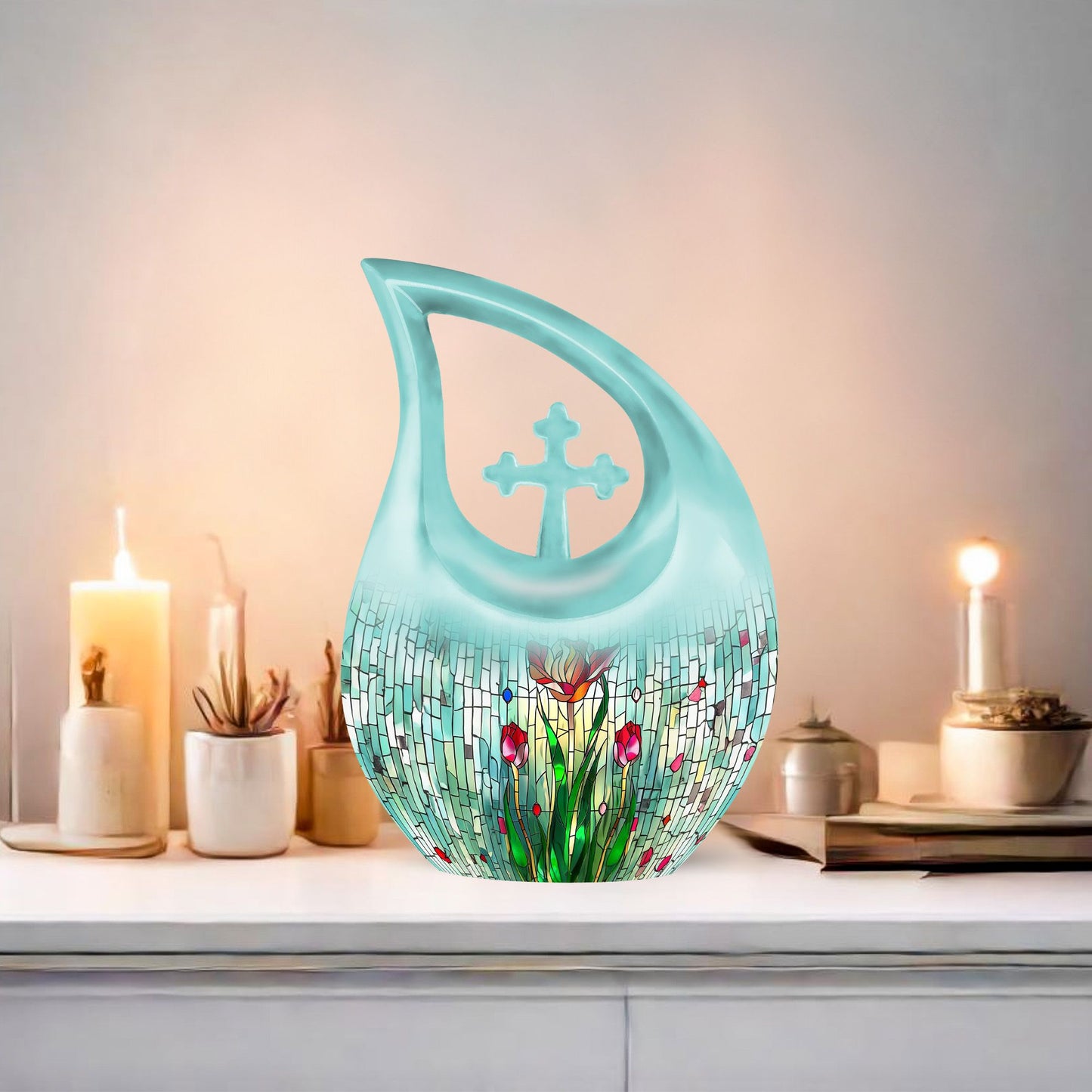 Large Stained Glass Urn