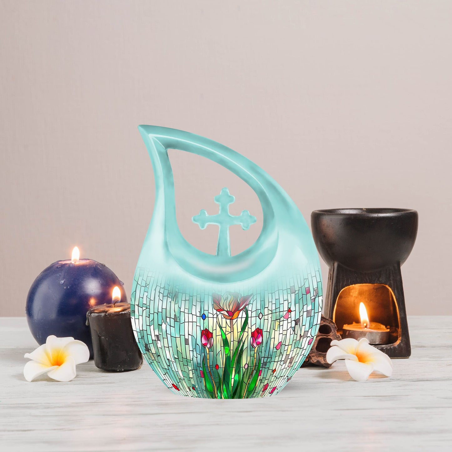 Large Stained Glass Urn