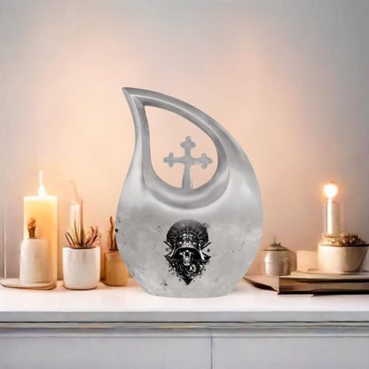10-inch Cross Drop Catholic Urn