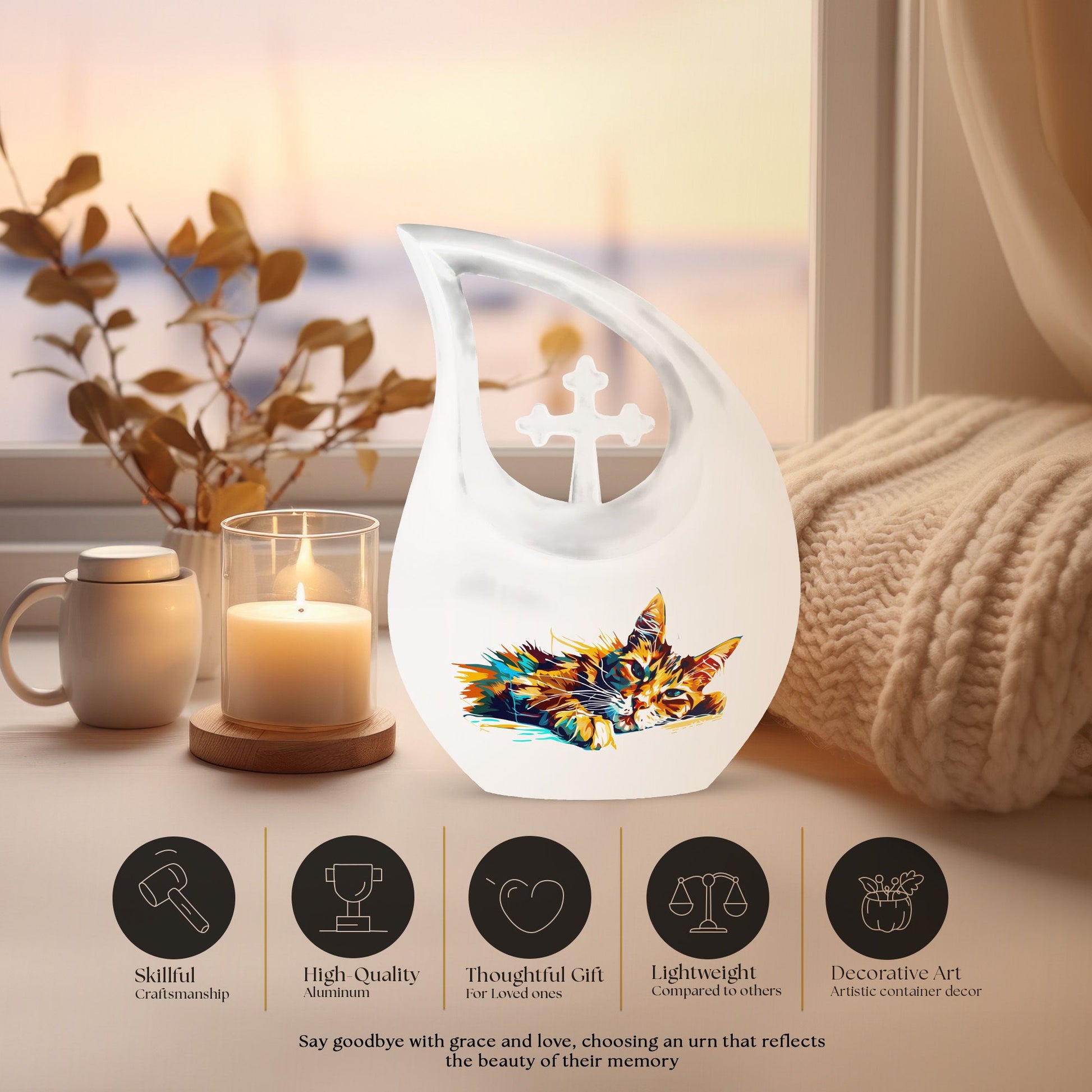 10-inch Aluminium Cat Urn 