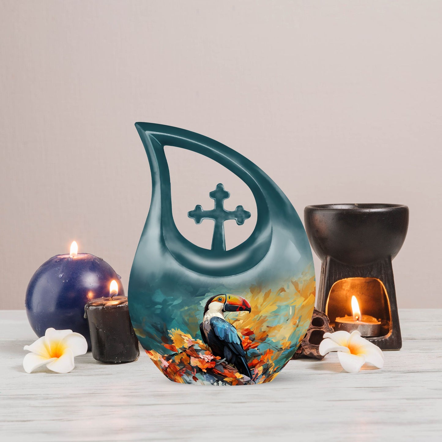 10 inch Aluminium Puffin Bird Urn 