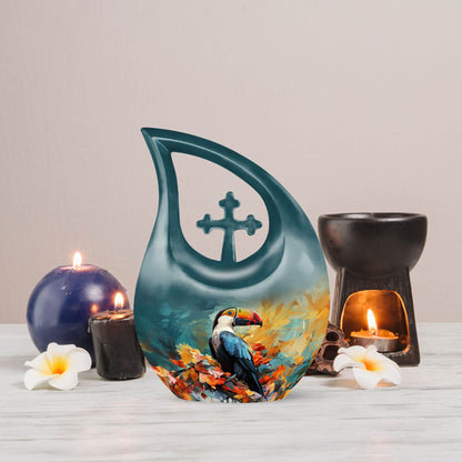 10 inch Aluminium Puffin Bird Urn 