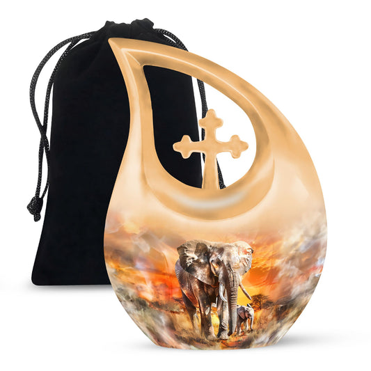 10-inch Elephant Family Urn 