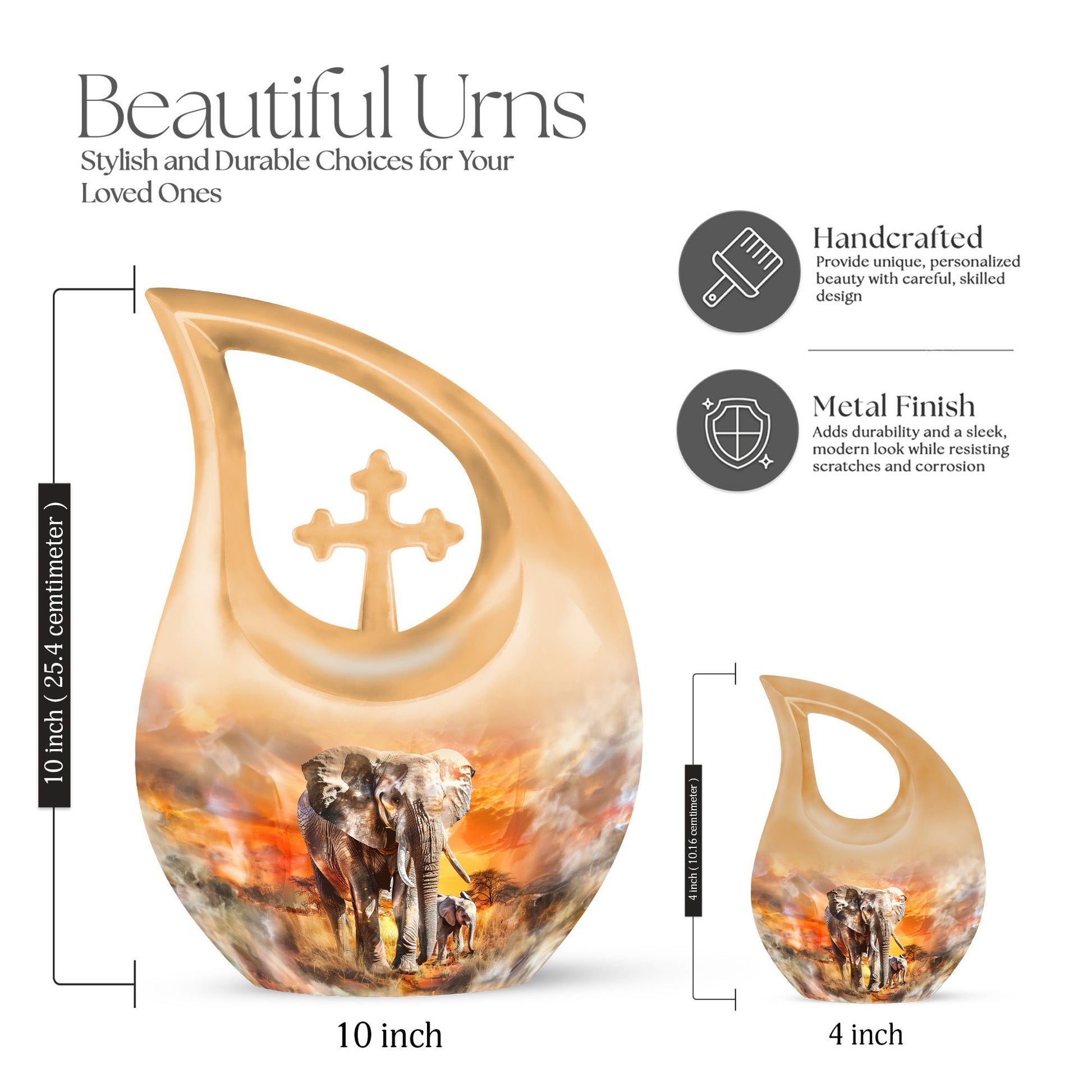 10-inch Elephant Family Urn 