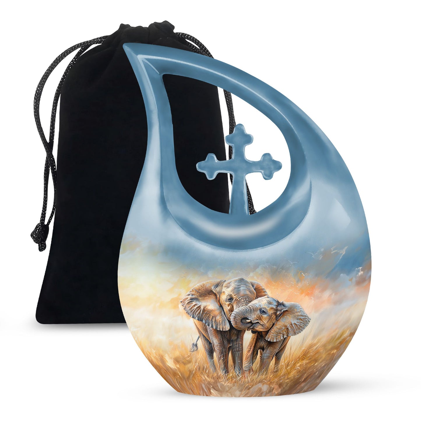 Personalized Elephant Cremation Urn for Men & Women - 10-inch, 200 cu in - Yatskia