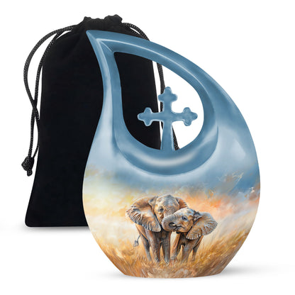 Personalized Elephant Cremation Urn for Men & Women - 10-inch, 200 cu in - Yatskia