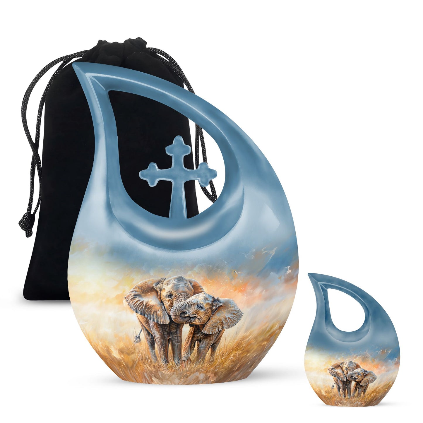 Personalized Elephant Cremation Urn for Men & Women - 10-inch, 200 cu in - Yatskia