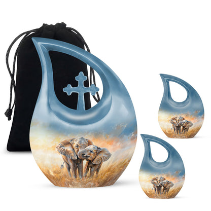 Personalized Elephant Cremation Urn for Men & Women - 10-inch, 200 cu in - Yatskia