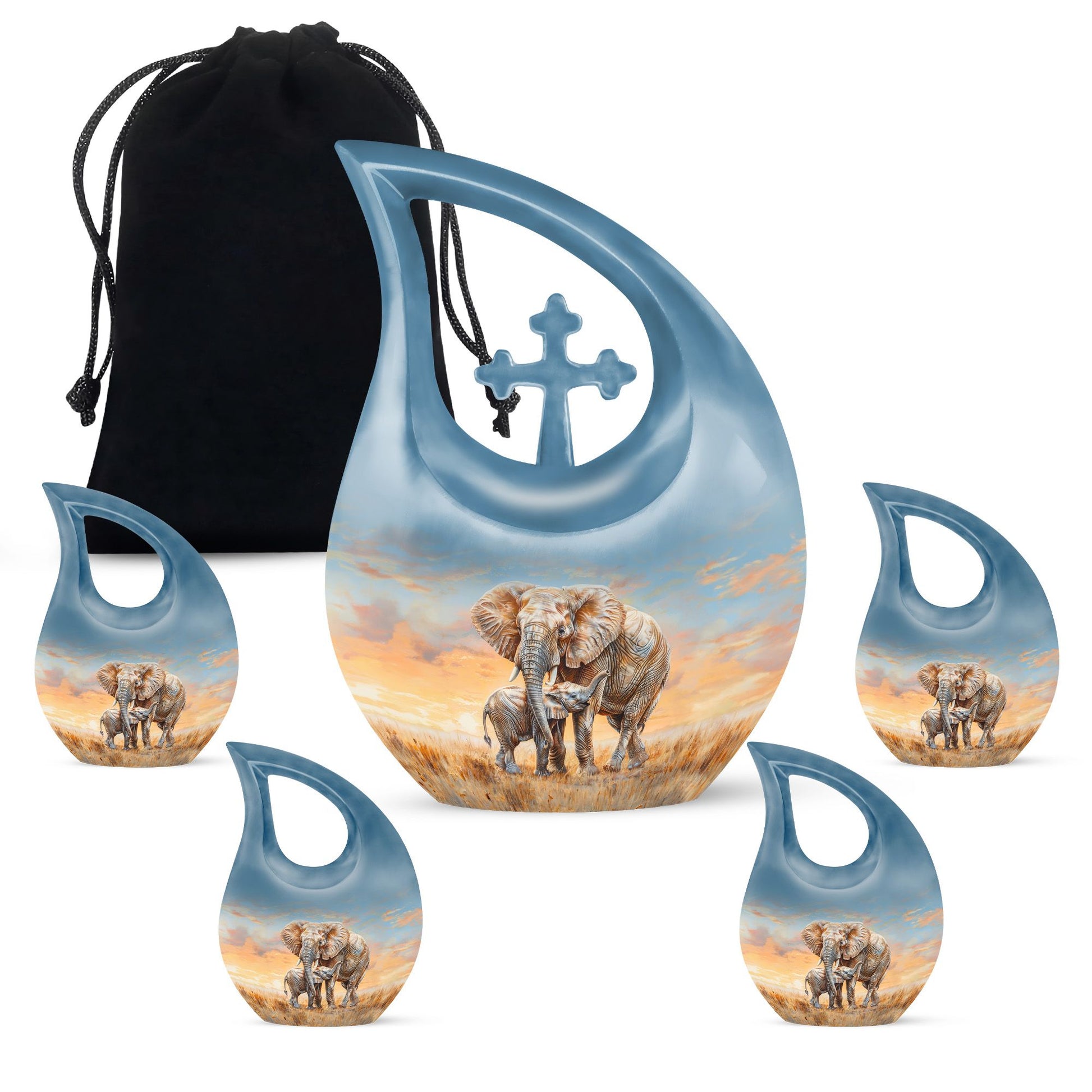 Elephant Family Cremation Urns For Men Funeral, Ashes Cremation Urn