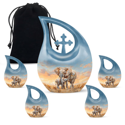 Personalized Elephant Keepsake Urn for Human Ashes - 10-inch, 200 cu in - Yatskia