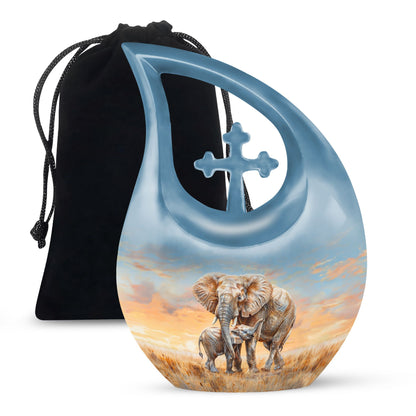 Personalized Elephant Keepsake Urn for Human Ashes - 10-inch, 200 cu in - Yatskia