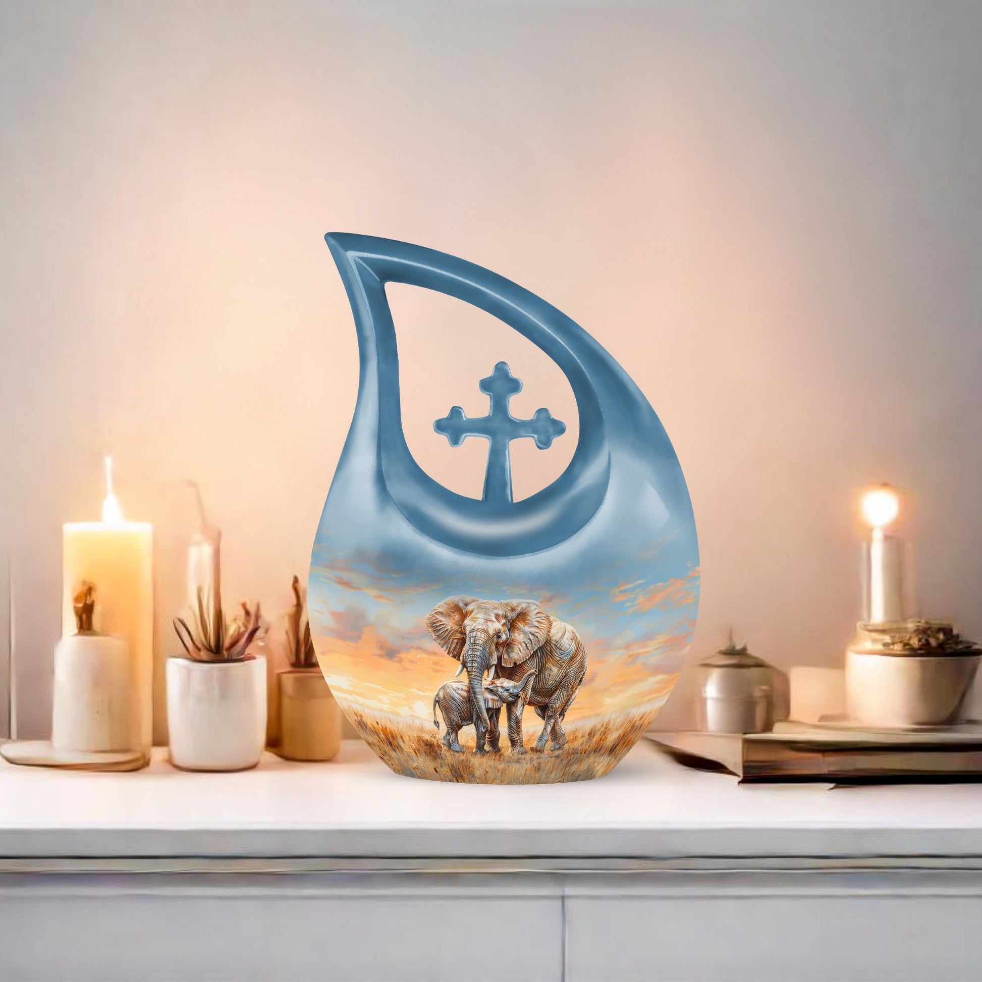 10-inch Elephant Family Urn