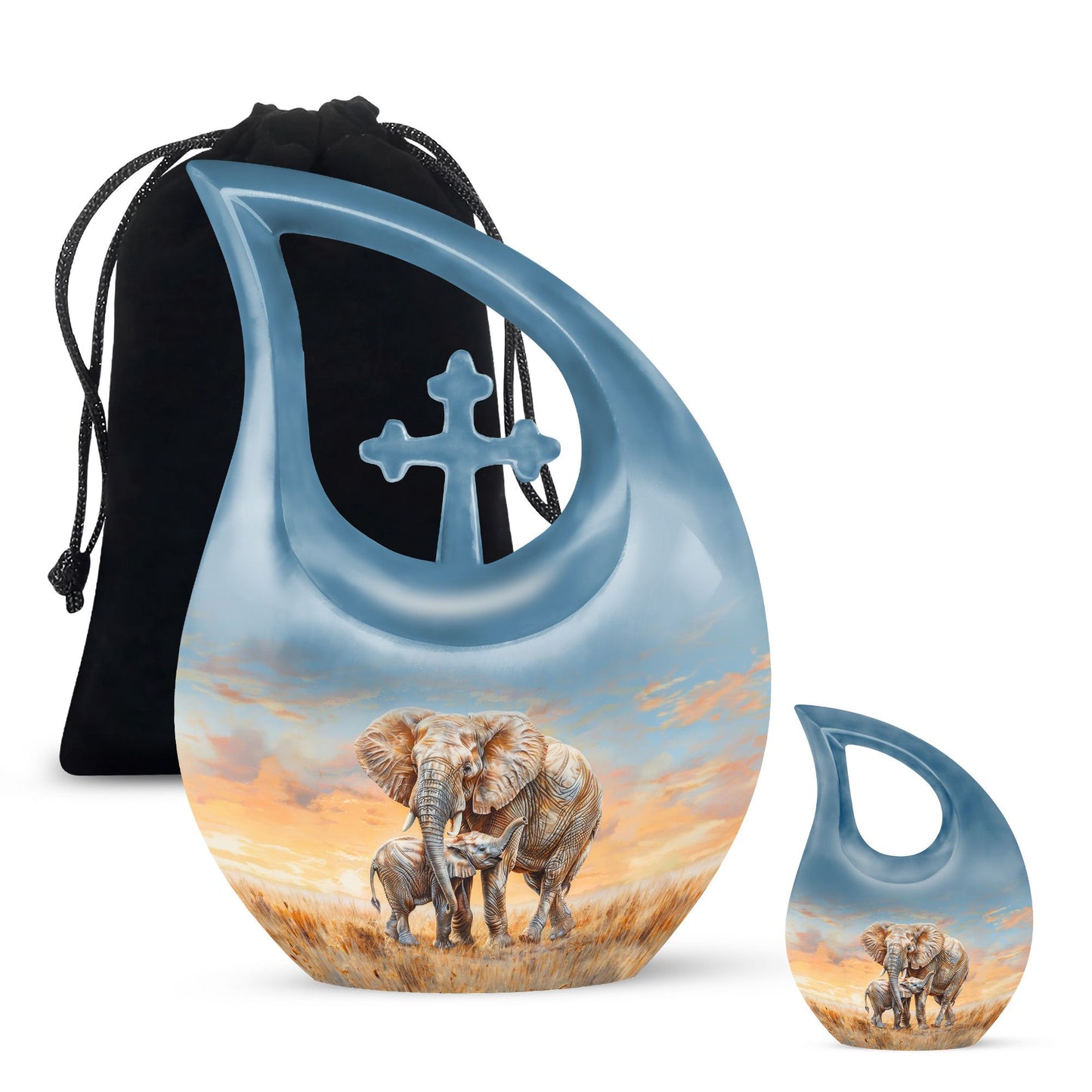 Personalized Elephant Keepsake Urn for Human Ashes - 10-inch, 200 cu in - Yatskia