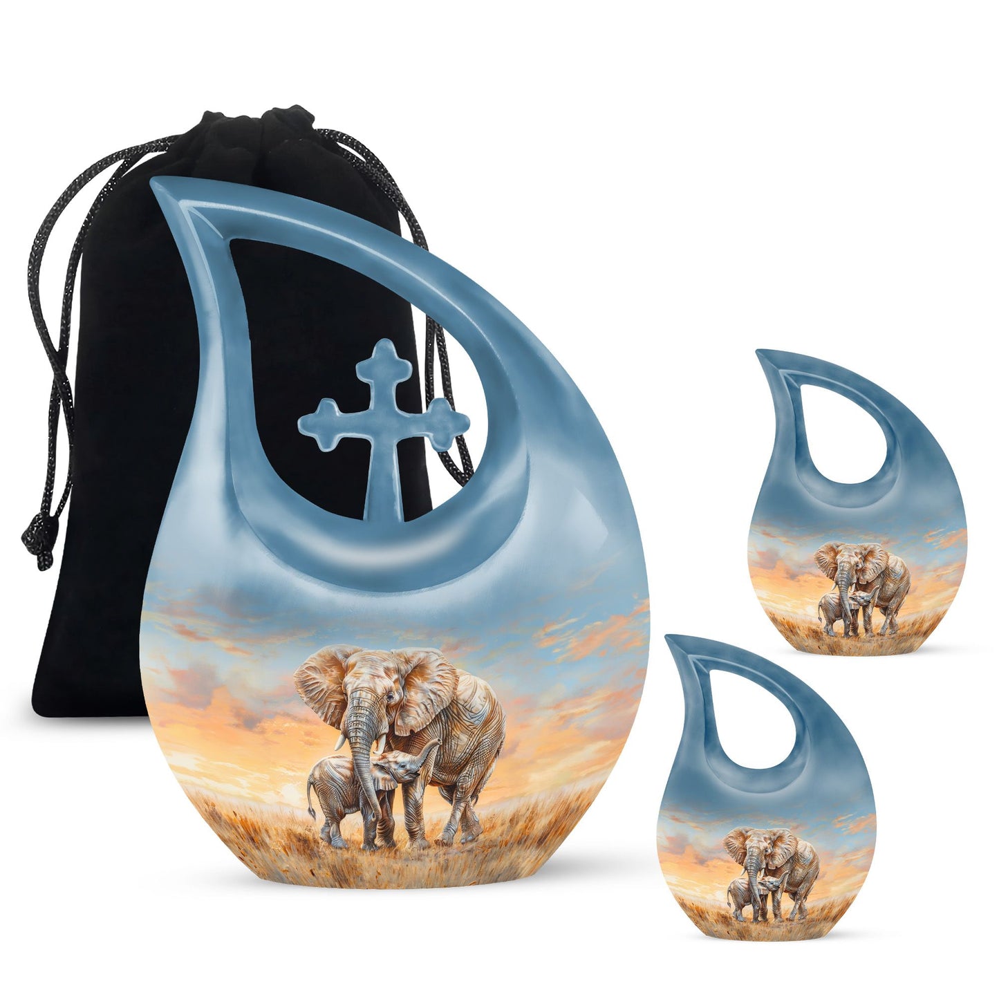 10-inch Elephant Family Urn