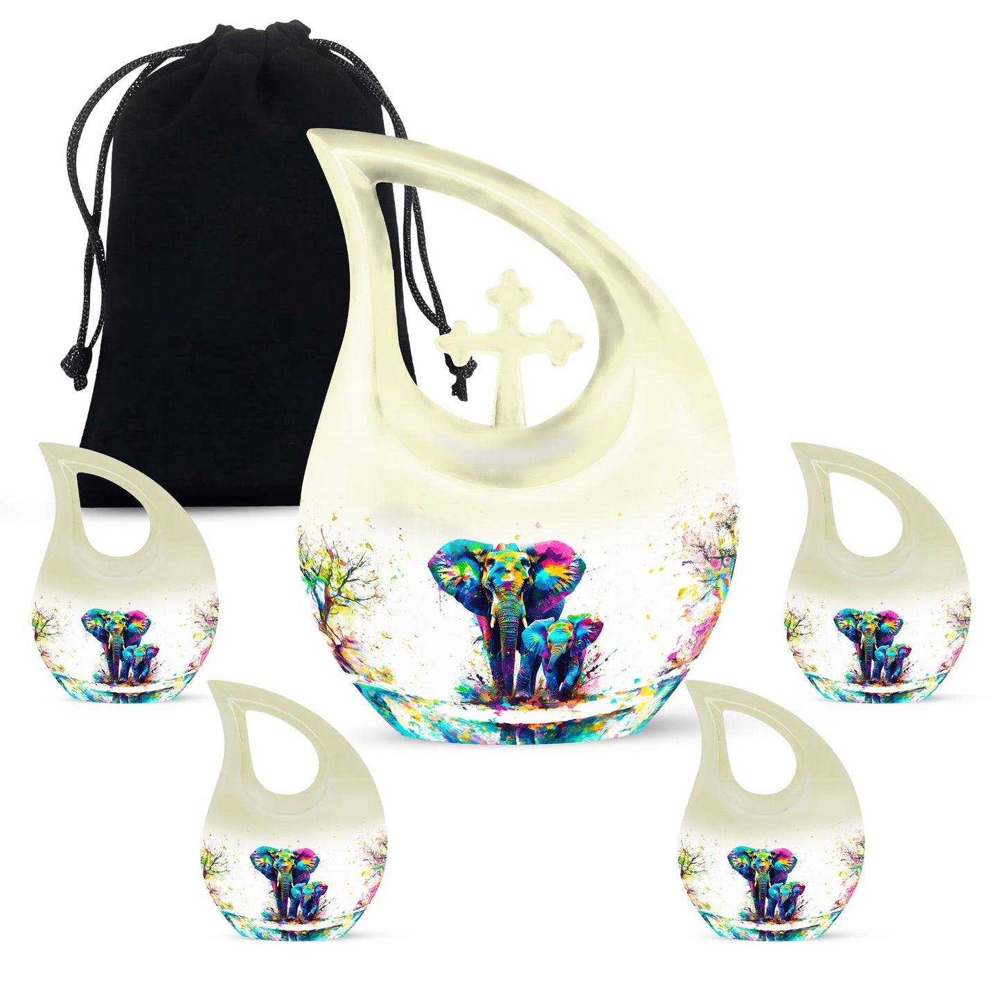 Personalized Elephant Memorial Urn for Mom - 10-inch, 200 cu in - Yatskia