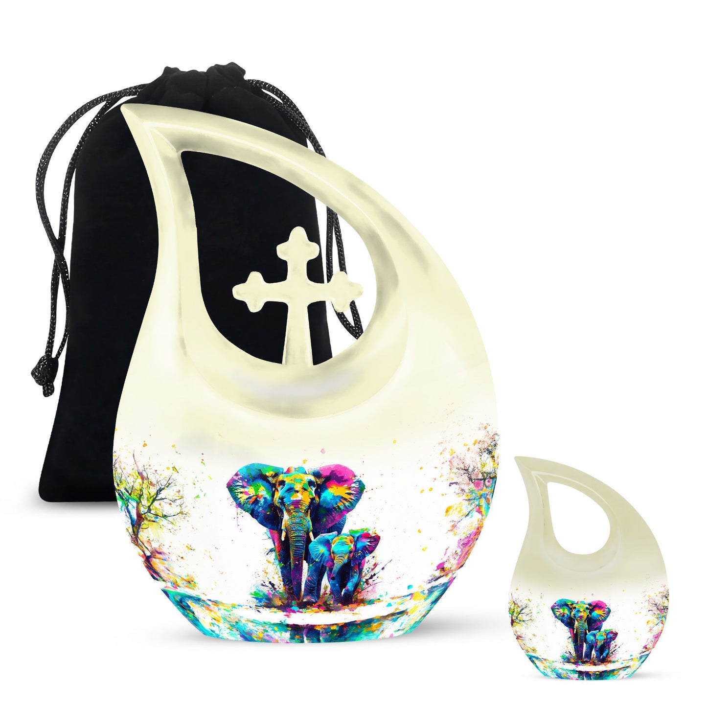 Personalized Elephant Memorial Urn for Mom - 10-inch, 200 cu in - Yatskia