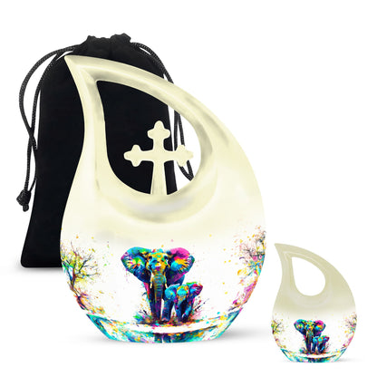 Personalized Elephant Memorial Urn for Mom - 10-inch, 200 cu in - Yatskia