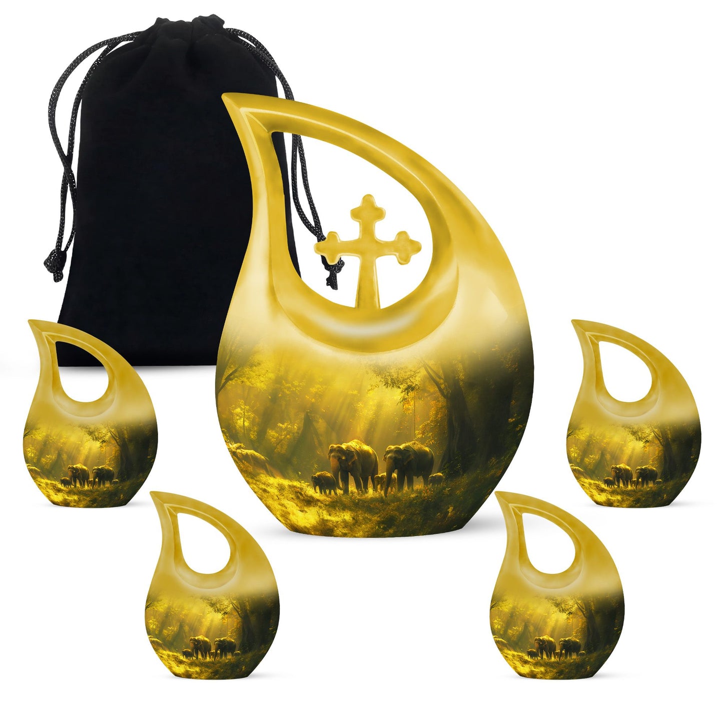 Personalized Elephant Cremation Urn for Human Ashes - 10-inch, 200 cu in - Yatskia