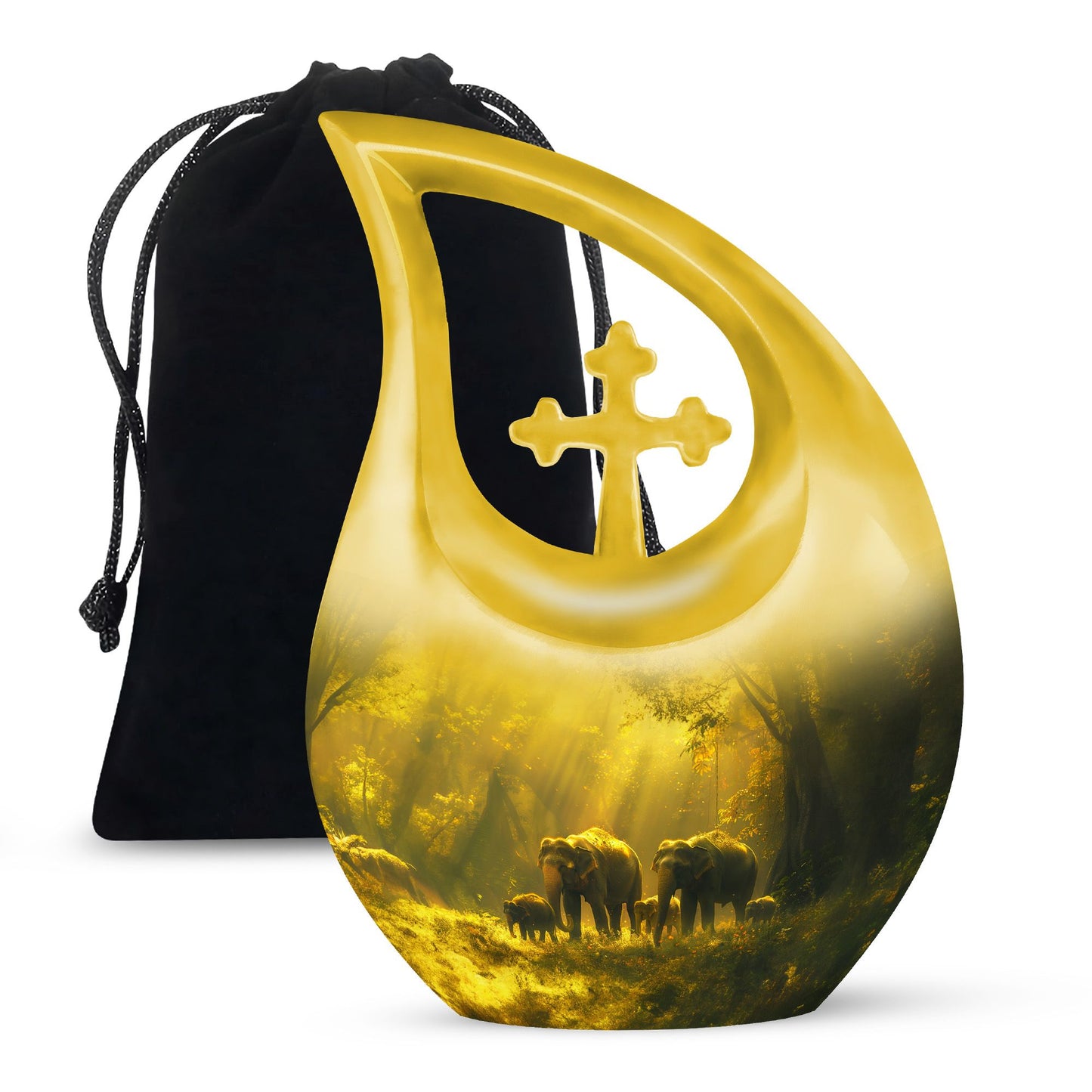 Personalized Elephant Cremation Urn for Human Ashes - 10-inch, 200 cu in - Yatskia