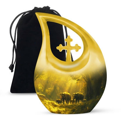 Personalized Elephant Cremation Urn for Human Ashes - 10-inch, 200 cu in - Yatskia