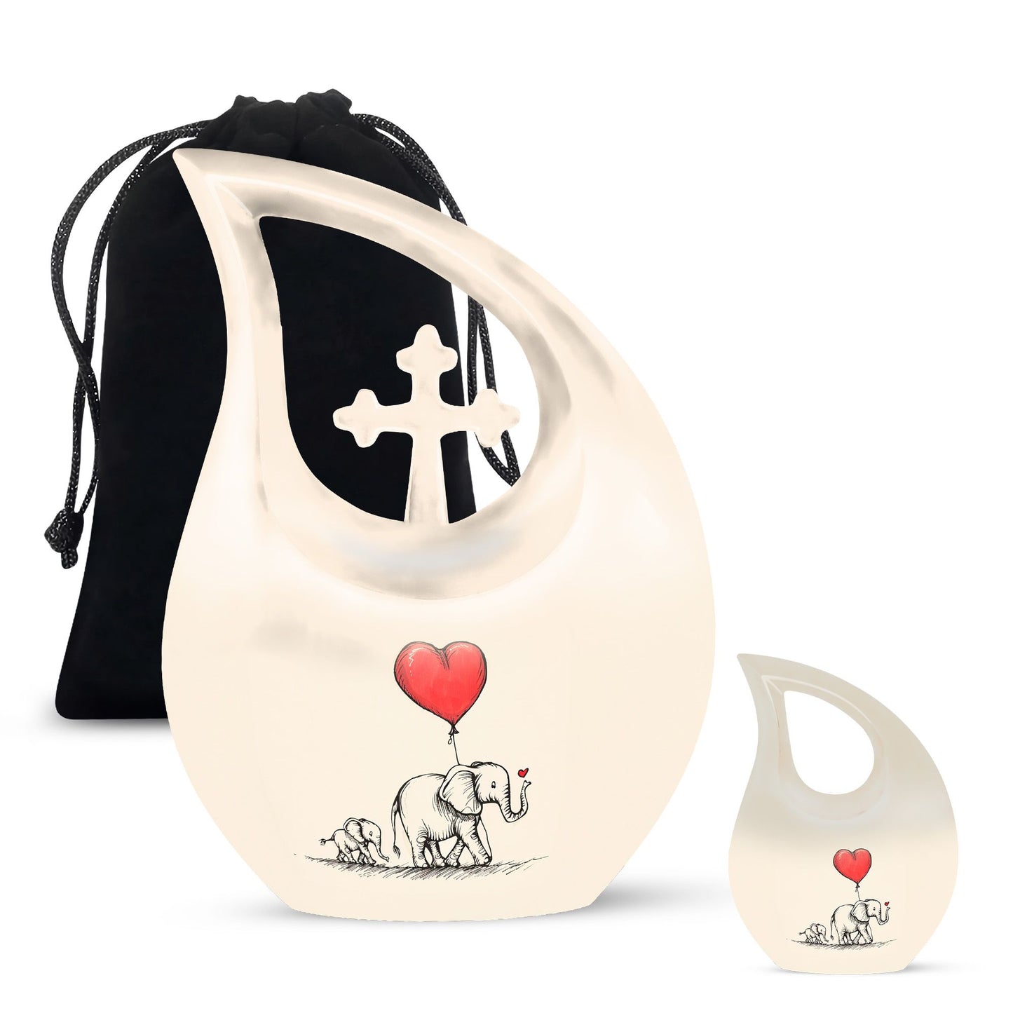 Personalized Elephant Keepsake Urn for Human Ashes - 10-inch, 200 cu in - Yatskia