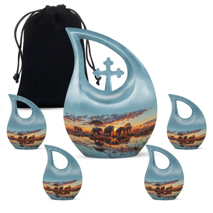 Personalized Elephant Cremation Urn for Human Ashes - 10-inch, 200 cu in - Yatskia