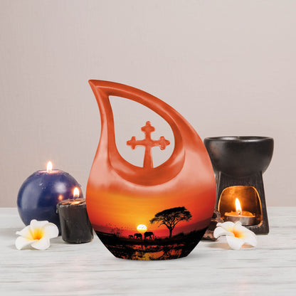 10 inch Elephant Family Urn 