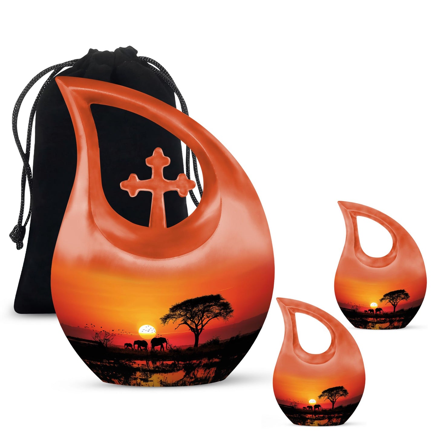 10 inch Elephant Family Urn 
