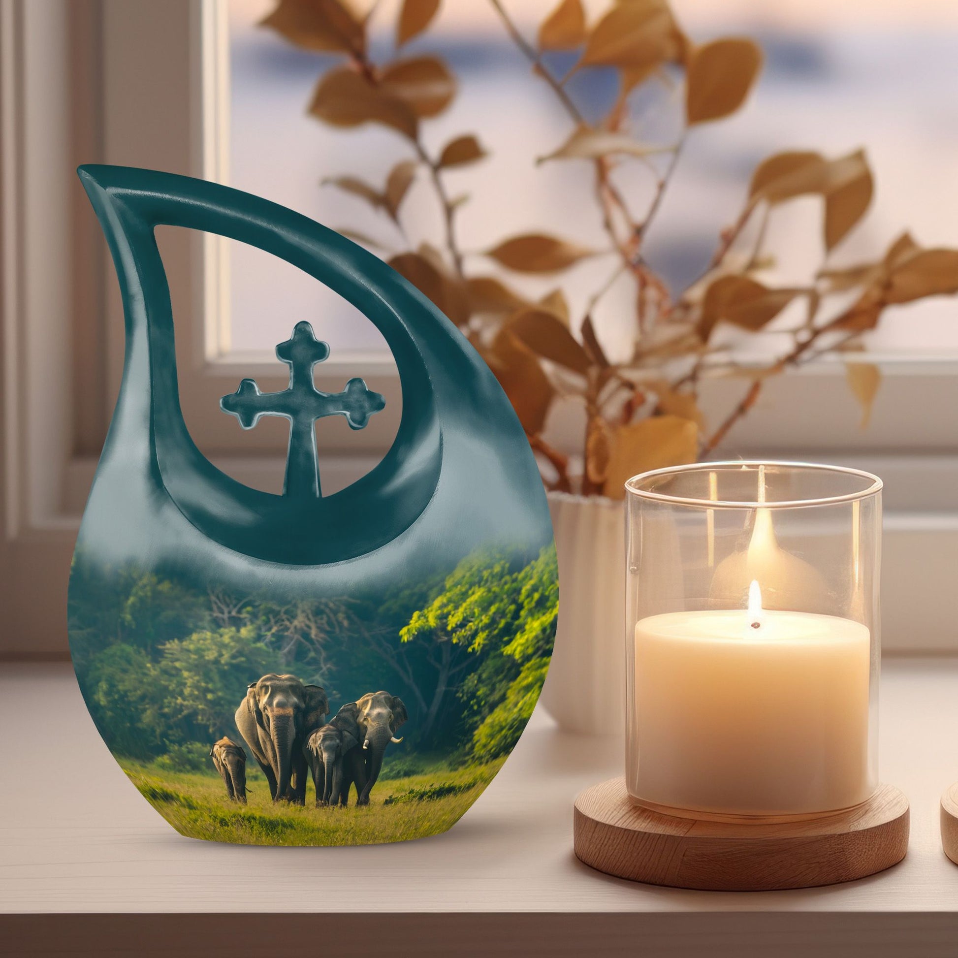 10-inch Elephant Family urn