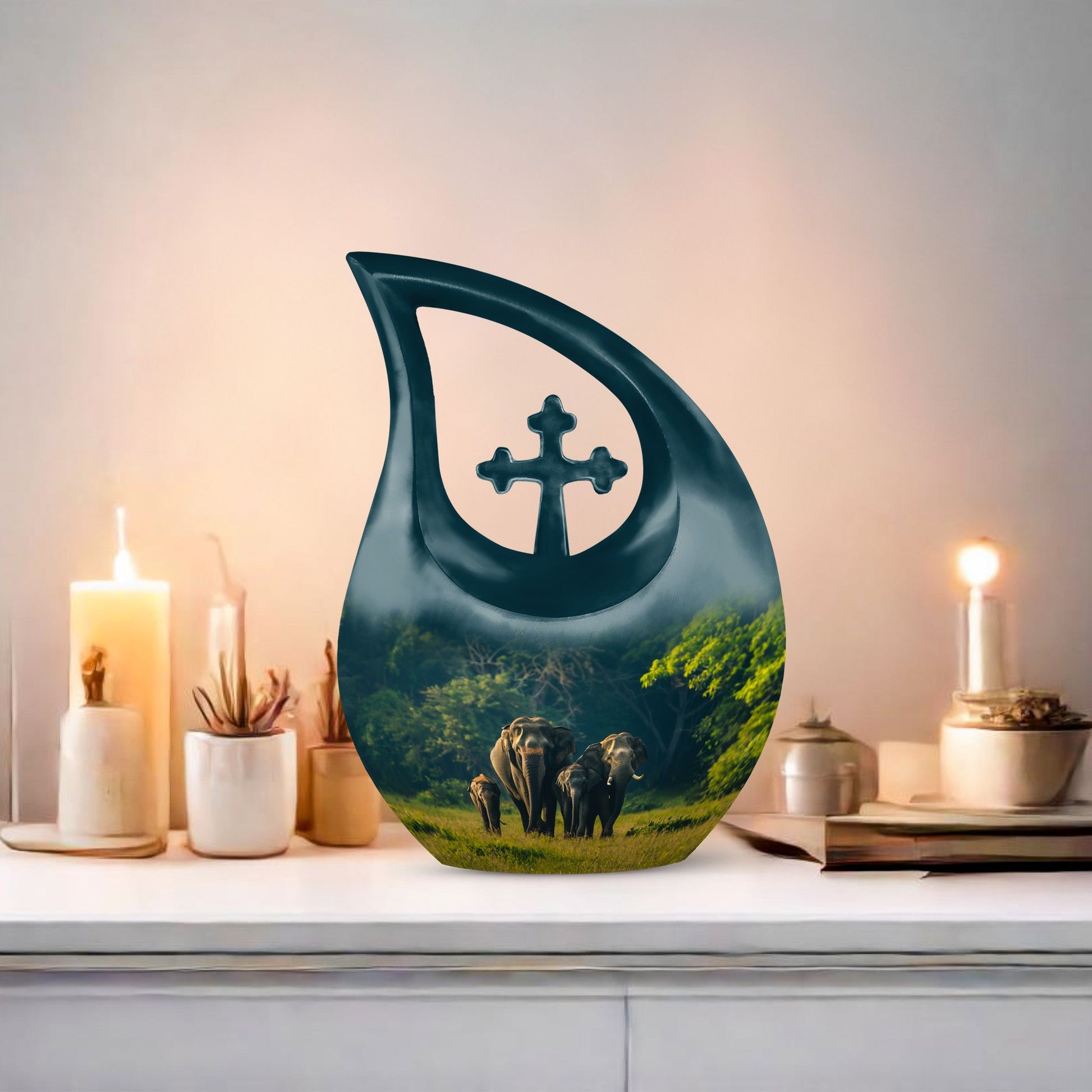 10-inch Elephant Family urn