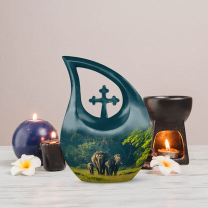 10-inch Elephant Family urn