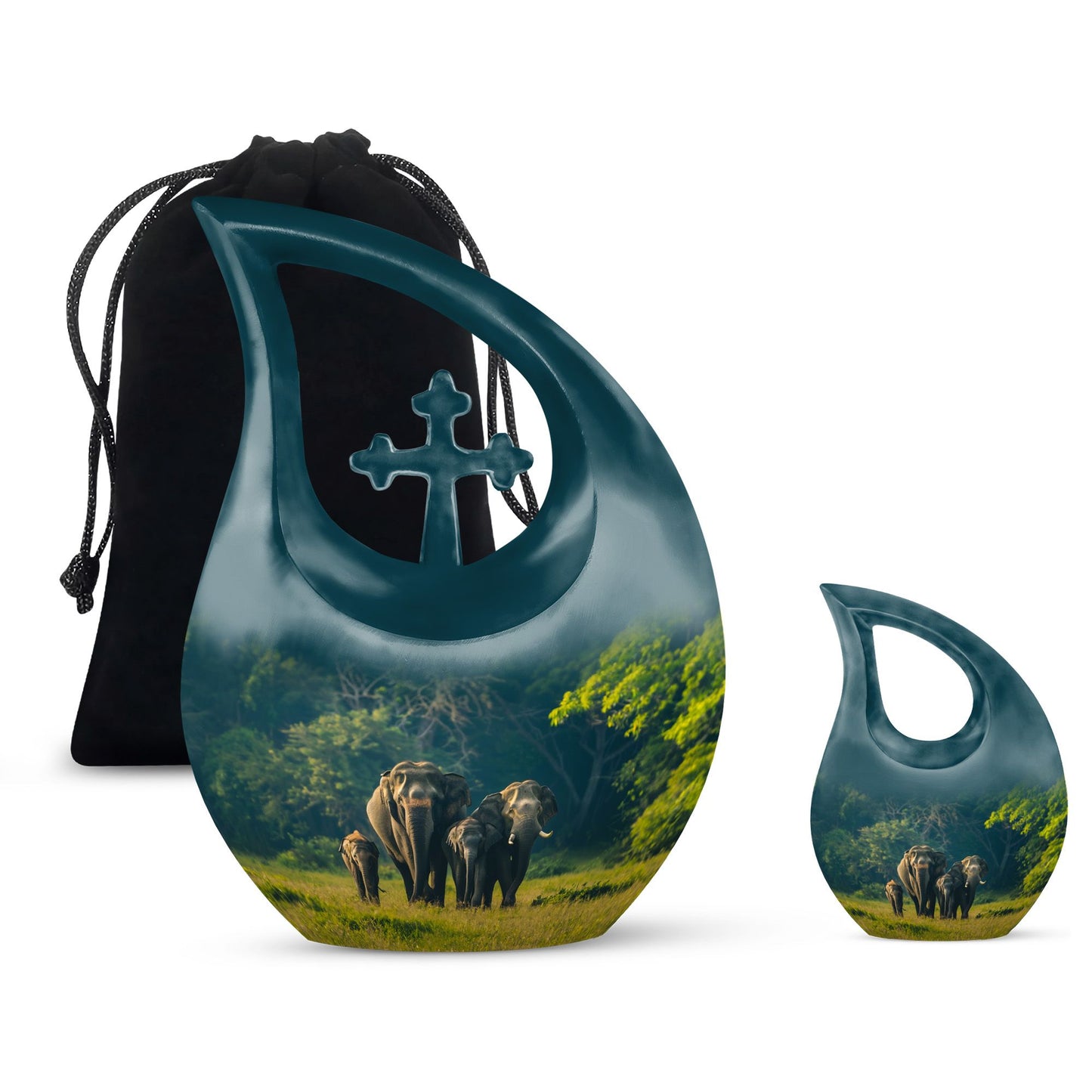Personalized Elephant Memorial Urn for Human Ashes - 10-inch, 200 cu in - Yatskia