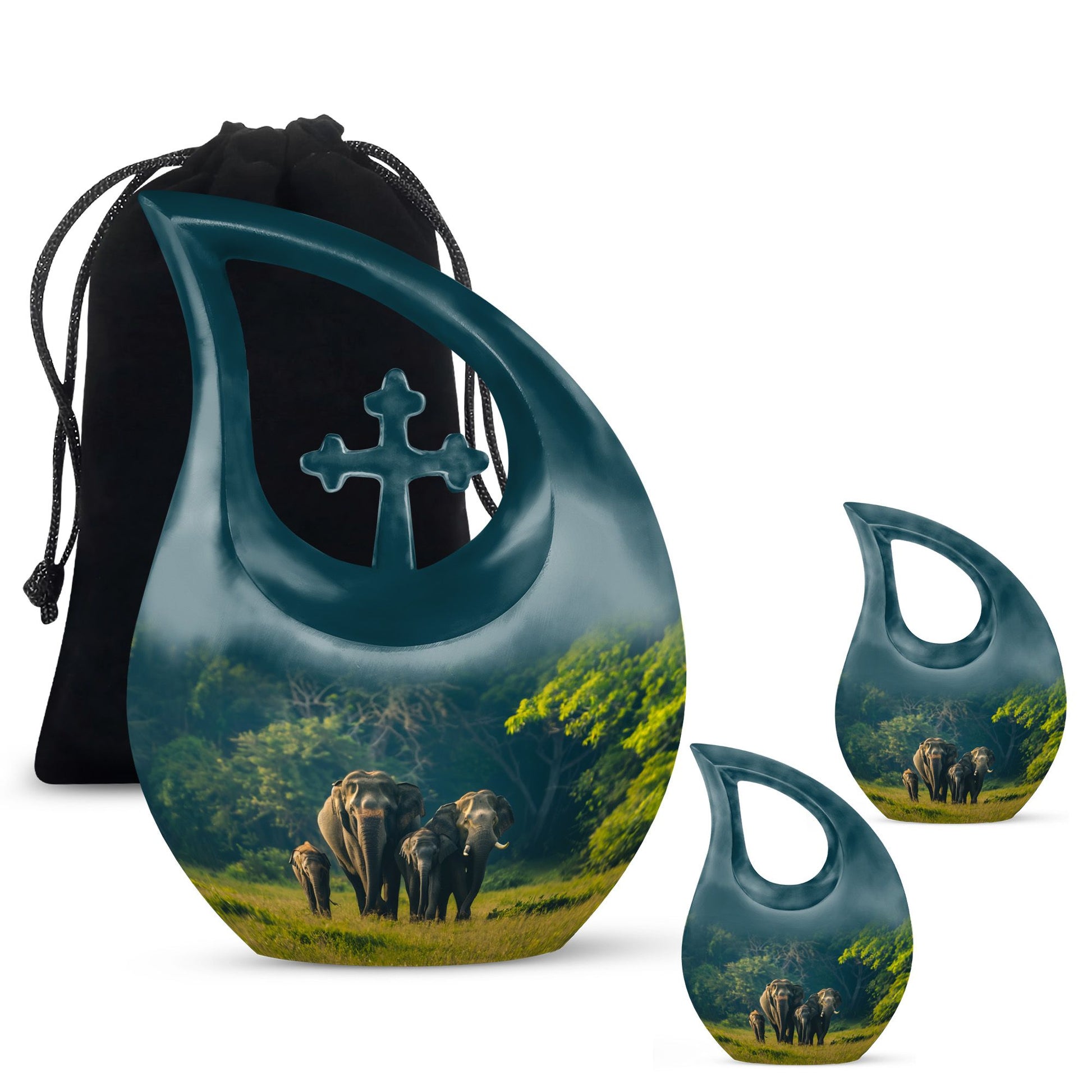 10-inch Elephant Family urn