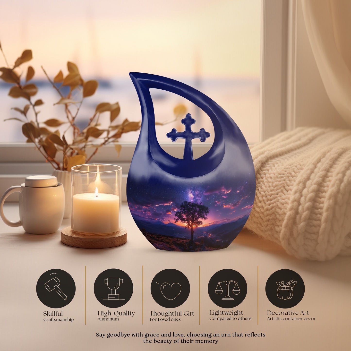 10-Inch Cross Drop design Milkyway Urn