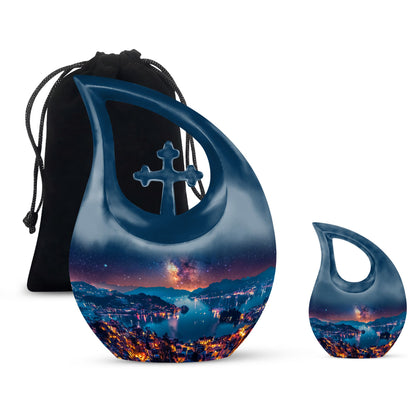 Personalized Galaxy Memorial Urn for Men - 10-inch, 200 cu in - Yatskia