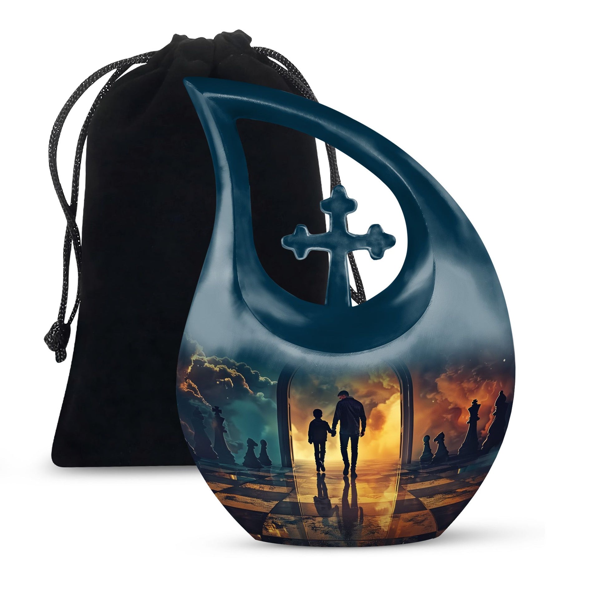 10-inch Father themed Cross Drop design extra large urn 
