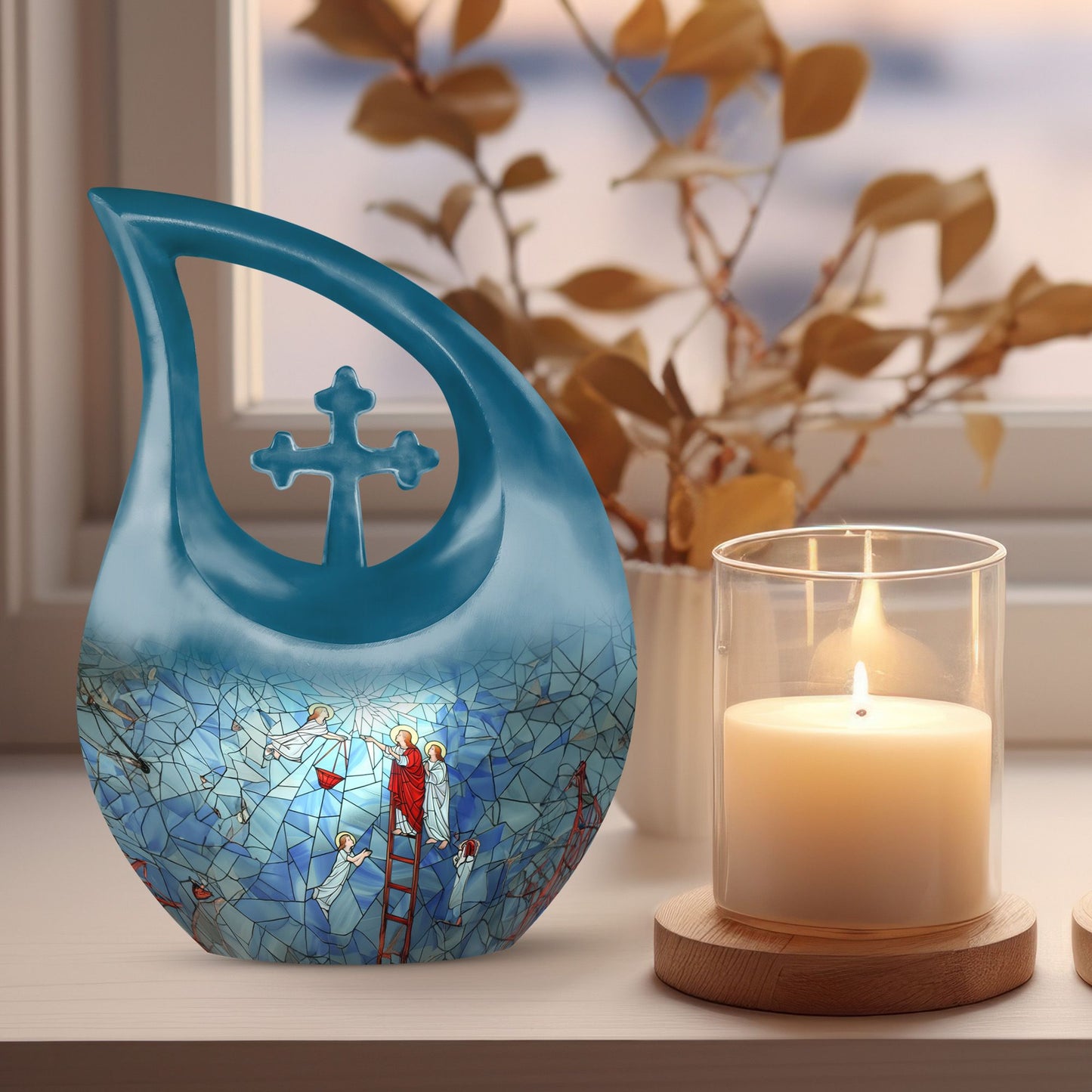 10-inch Stained Glass Urn 