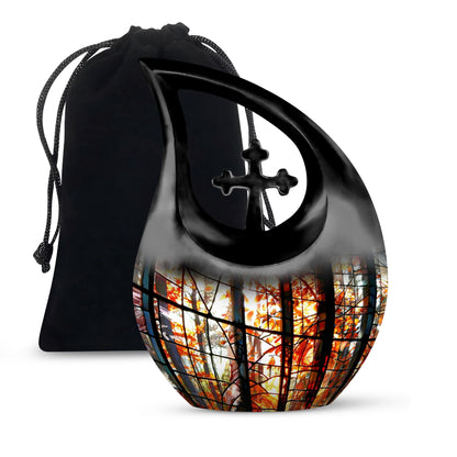 10-inch stained glass urn