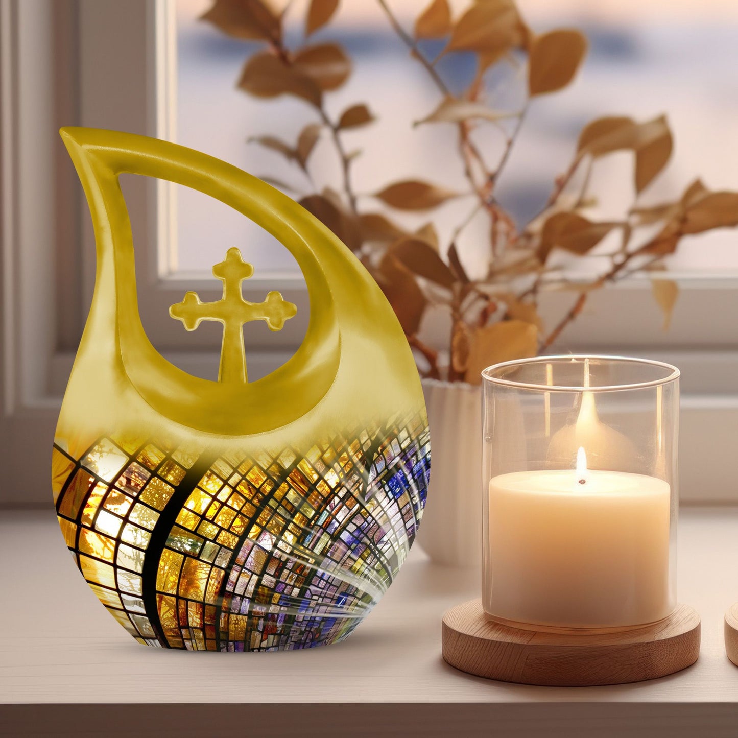 10-inch Stained Glass Urn 