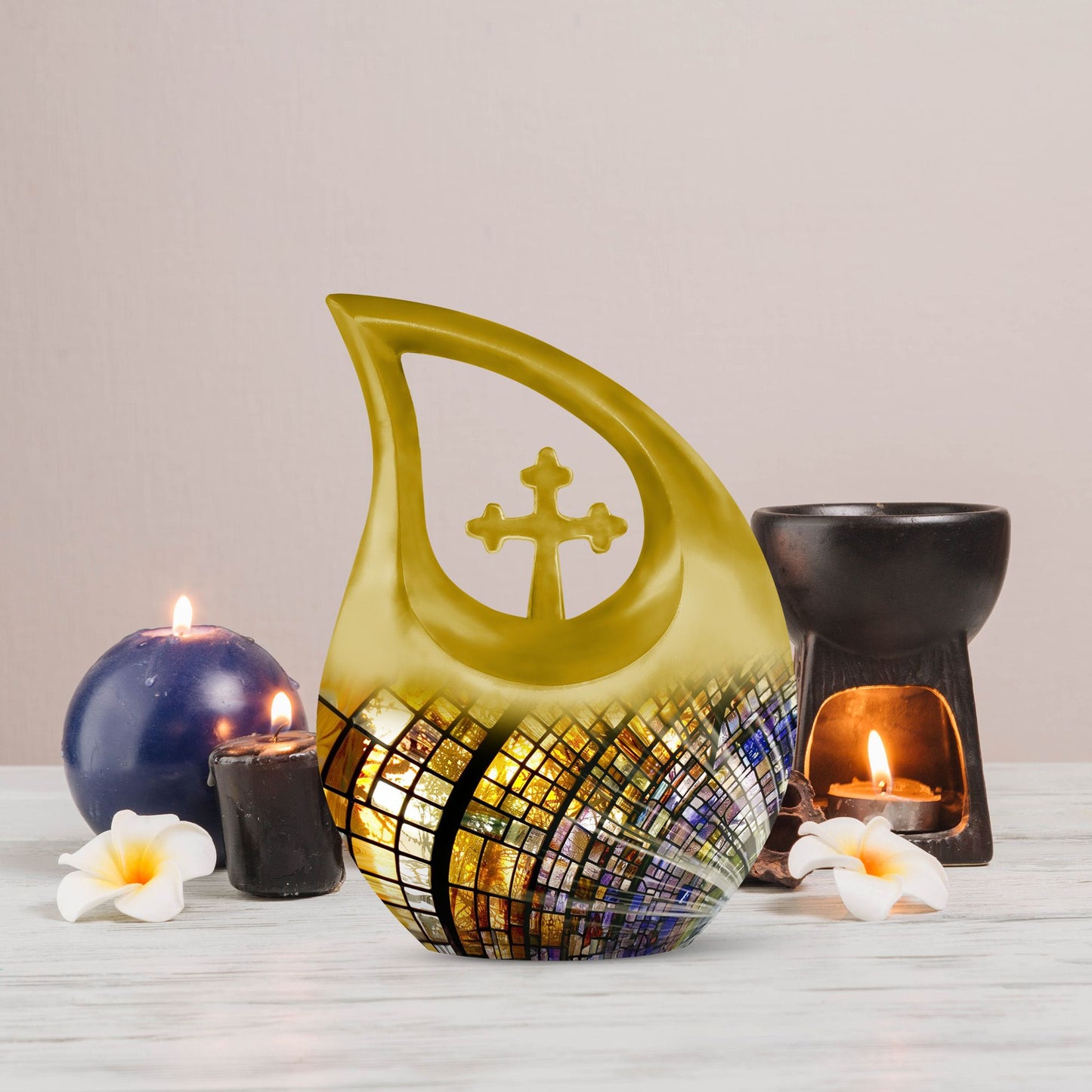 10-inch Stained Glass Urn 
