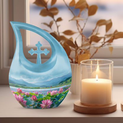 10-inch Lotus Urn in Cross Drop Design, 