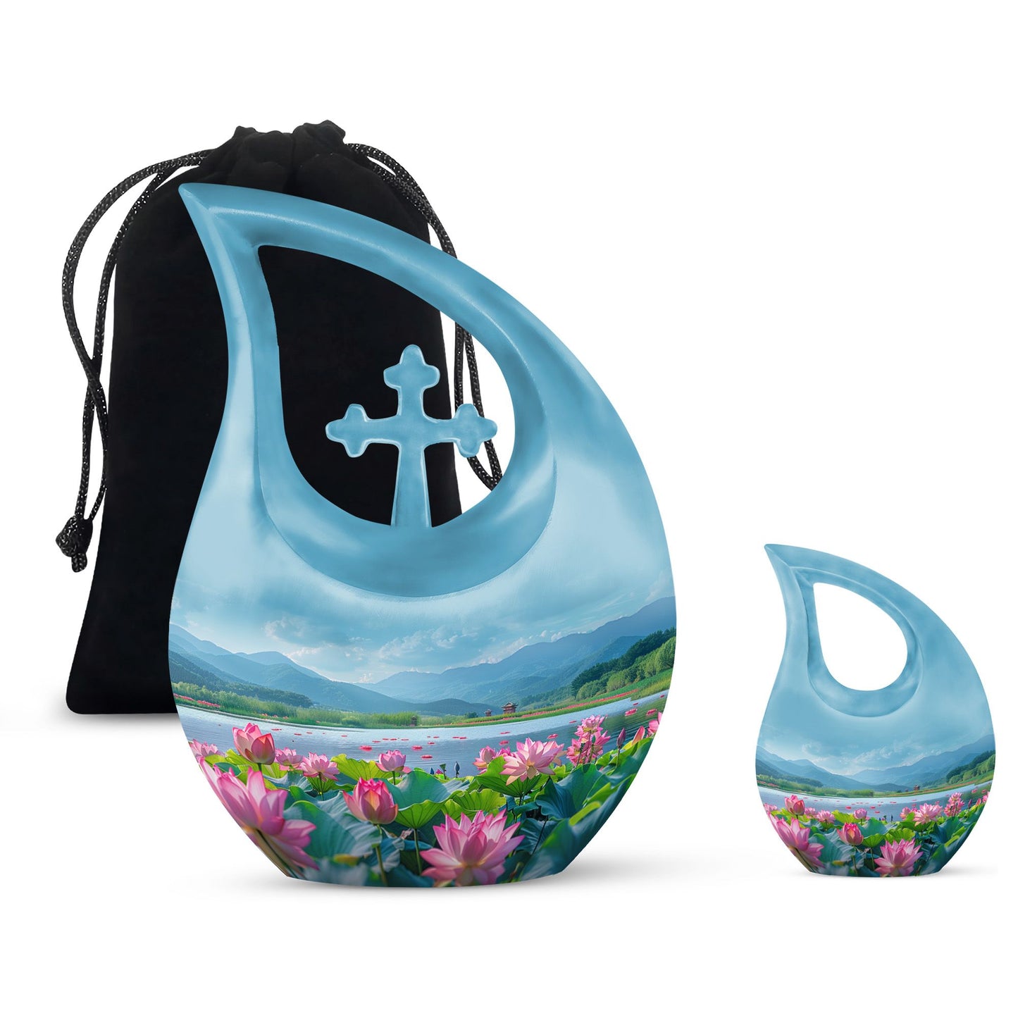 10-inch Lotus Urn in Cross Drop Design, 
