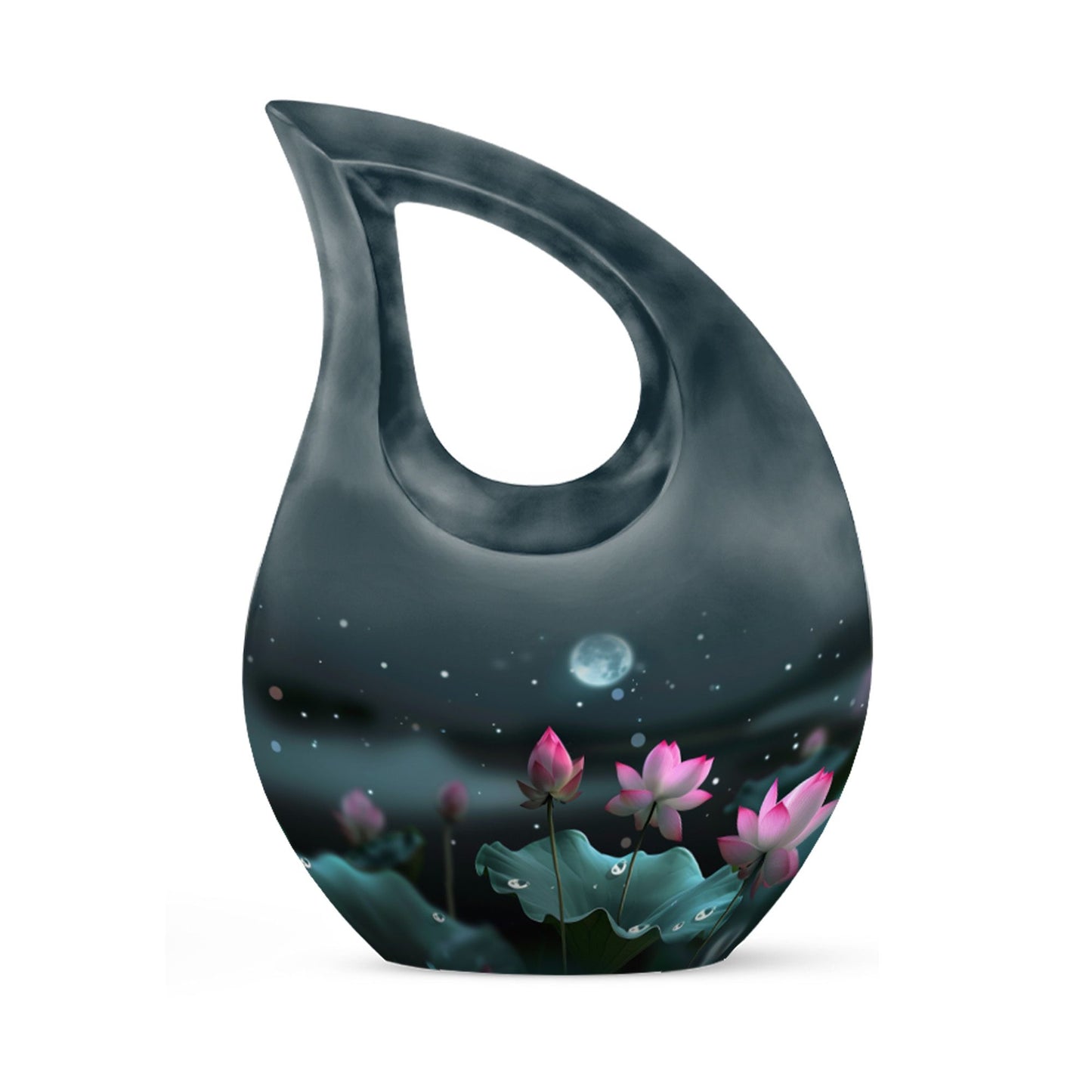 10-inch Aluminium Cross Drop Lotus Memorial Urn, 