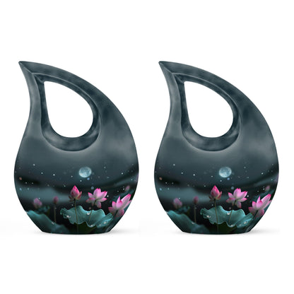 10-inch Aluminium Cross Drop Lotus Memorial Urn, 