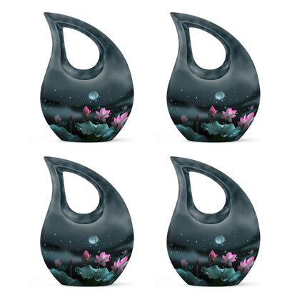 10-inch Aluminium Cross Drop Lotus Memorial Urn, 