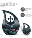 10-inch Aluminium Cross Drop Lotus Memorial Urn, 