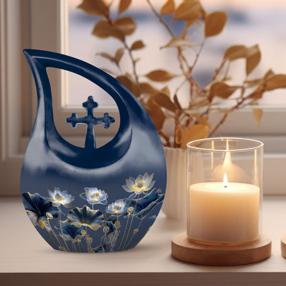 10 inch Lotus themed urn