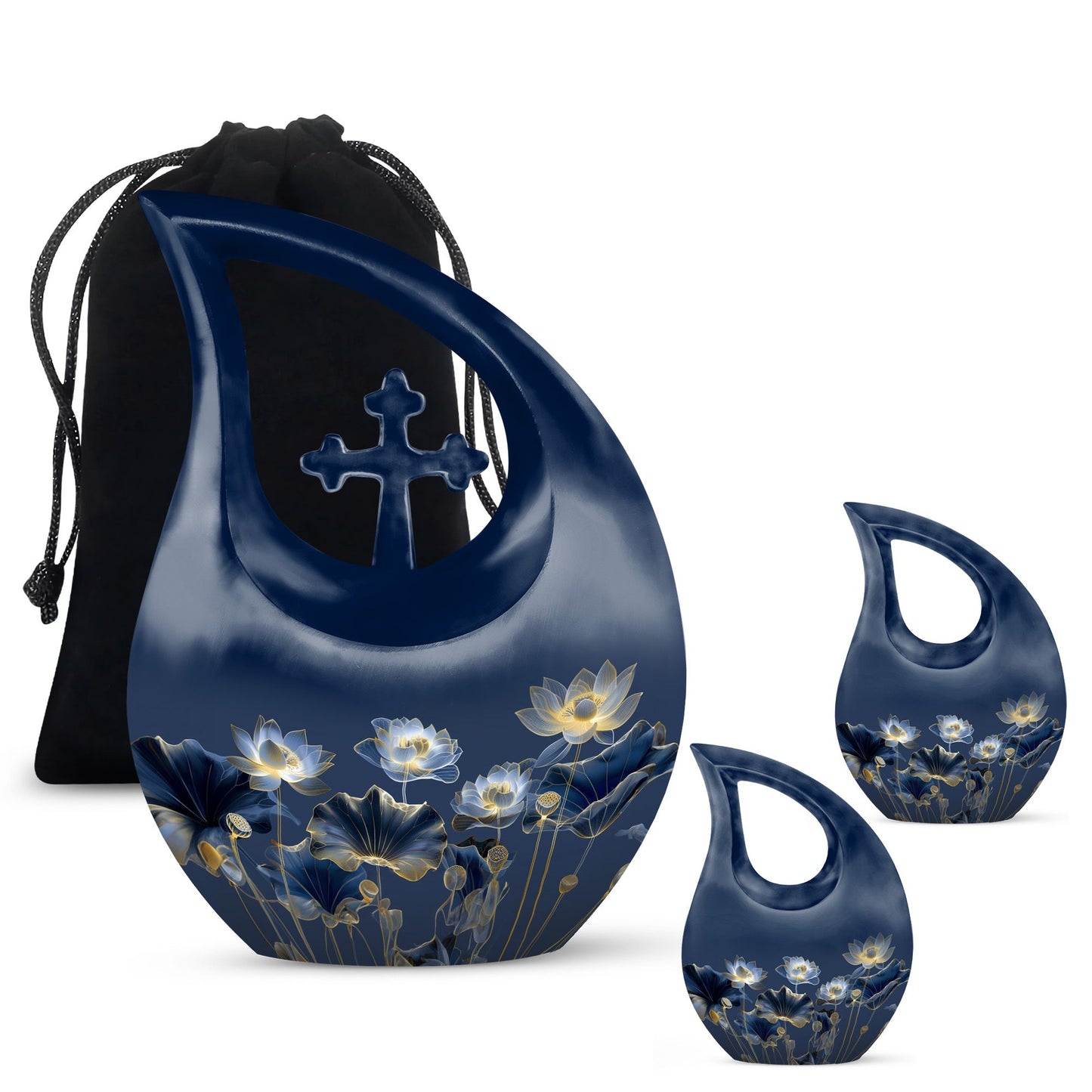 10 inch Lotus themed urn