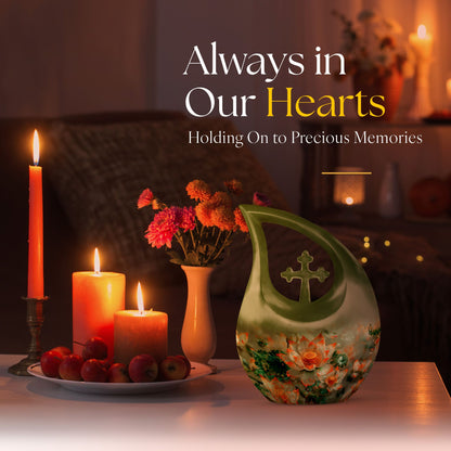 10 Inch Cross Drop Lotus Urn 