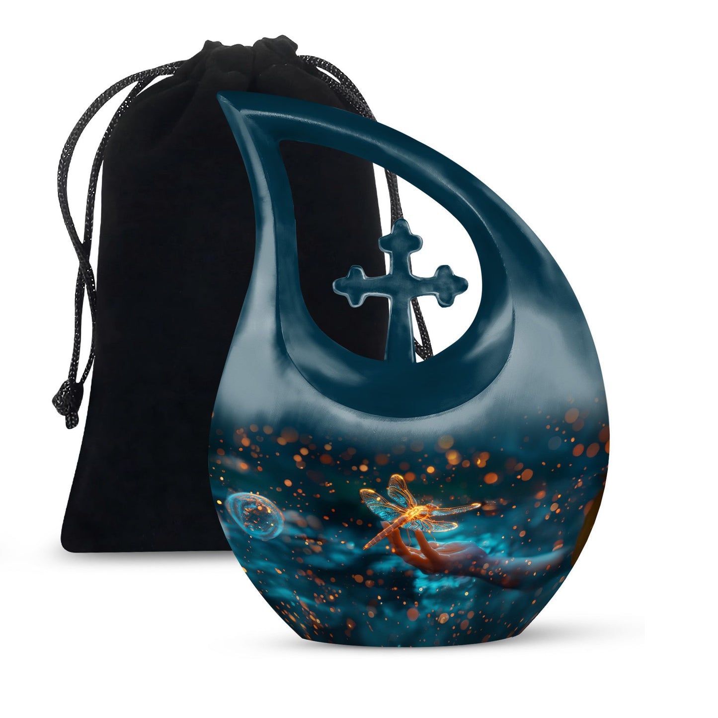 Personalized Dragonfly Cremation Urn for Human Ashes - 10-inch, 200 cu in - Yatskia